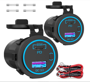 65W USB-C pd3.0 và 18W QC3.0 Marine USB ổ cắm không thấm nước Xe USB cổng 12V sạc xe buýt cho Bộ sạc điện thoại với công tắc nguồn - Product Image 1