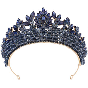 Tiara de Cristal con Cuentas Hechas a Mano, Chapada en Oro, Estilo Barroco, para Novia, Boda, Aniversario, Compromiso, Baile de Graduación, Concurso de Belleza - Product Image 2