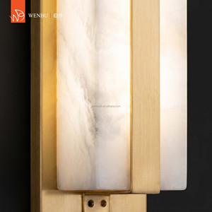 Modern Rectangular Spanish <b>Alabaster</b> Brass Wall <b>Lamp</b> for Hotel Dining Room Villa - Product Image 3