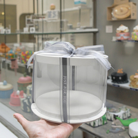 Boîte à gâteau ronde transparente en PET, 3 niveaux, 6 pouces, écologique et recyclable, avec couvercle, pour gâteaux d'anniversaire et de célébration, vente en gros