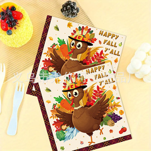 Turkey Thanksgiving Theme Party Supplies Disposable <b>Tablecloths</b> Plates Cups Napkins Cutlery Set For Fall Celebration - Product Image 4