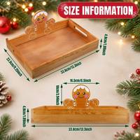 Bandeja de Madera Navideña con Plato Desmontable para Galletas de Jengibre, Asas de Transporte, Decoración Festiva para Mesa de Cocina o Café