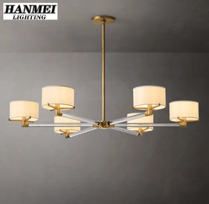 Lustre en laiton LED réglable en hauteur, style moderne rétro américain, pour salle à manger et salon de villa de luxe, 3 ans de garantie HM-HR-045 - Product Image 5