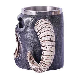 Sıradışı paslanmaz çelik gotik yaratıcı parti cam 3D öfke kafatası iskelet tarzı şarap bardağı ortaçağ ev dekor kafatası kupa - Product Image 4