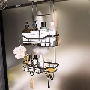 Over the Door Hanging <b>Bathroom</b> Shower Caddy Cabinet Organizer Black 2 Packs <b>Bathroom</b> <b>Corner</b> Shower Shelf Caddy - Product Image 4