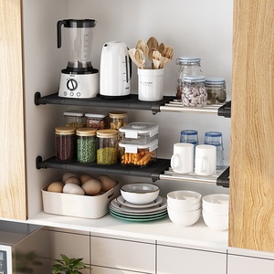 24/36/45cmhot vendita di fascia alta in plastica per la casa casa organizer <span class=keywords><strong>telescopico</strong></span> bordo <span class=keywords><strong>scaffale</strong></span> di stoccaggio senza punzonatura, ripiano di stoccaggio salvaspazio - Product Image 1