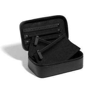 Boîte de rangement pour bijoux de voyage en cuir PU noir classique pour femmes et hommes avec pochette, organisateur de colliers, bracelets et boucles d'oreilles - Product Image 5