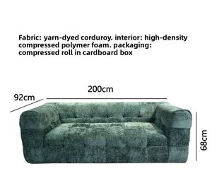 Sofá Cama Moderno de Terciopelo con Mechones, Tres Plazas, Espuma Comprimida, Muebles para Sala de Estar, Embalaje para Envío, Solo 0.16m3 - Product Image 5