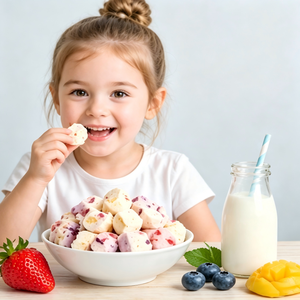 Cubes de yaourt lyophilisé à marque privée OEM avec morceaux de fruits, probiotiques actifs, collations saines pour enfants, bouchées de yaourt FD - Product Image 4