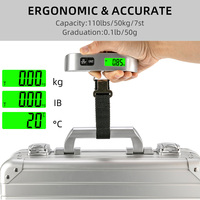 Balance numérique portable Changxie 50 kg en acier inoxydable et plastique ABS, avec rétroéclairage vert, pour peser les bagages de voyage