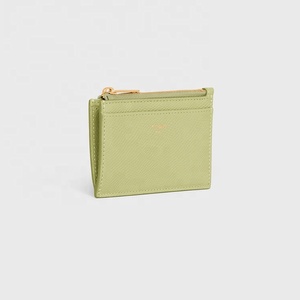 <span class=keywords><strong>Portacarte</strong></span> con cerniera in pelle a grana con Logo personalizzato <span class=keywords><strong>portacarte</strong></span> da donna con cerniera piccola in pelle nera con tre slot per schede - Product Image 5