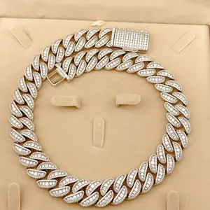 Wholesale Price Bling Jewelry Hip Hop 925 Silver Necklace with Zircone CZ Necklace Cuban Link Chain