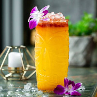 Verre Tiki 410 ml à motif Grimace, verre à cocktail Highball, verre à boisson avec visage en relief pour bar, fête, hôtel