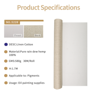 Keep Smiling Ingrosso Rotolo <span class=keywords><strong>di</strong></span> <span class=keywords><strong>Tela</strong></span> per Artisti 100% Pura Rain Dew Hemp per <span class=keywords><strong>Pittura</strong></span> 1.7m*30m Materiali Artistici per Olio e Acrilico - Product Image 3