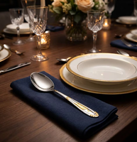 Cuillère en acier inoxydable 410 durable, poli miroir, avec manche classique gaufré, couverts métalliques pour restaurants, hôtels, vente en gros