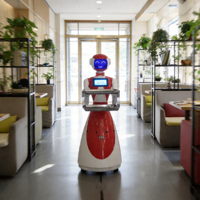 Multifunctional Food Delivery Robot with Reception and Guiding Function AI Robot Waiter for Hotel Lobby and Restaurant