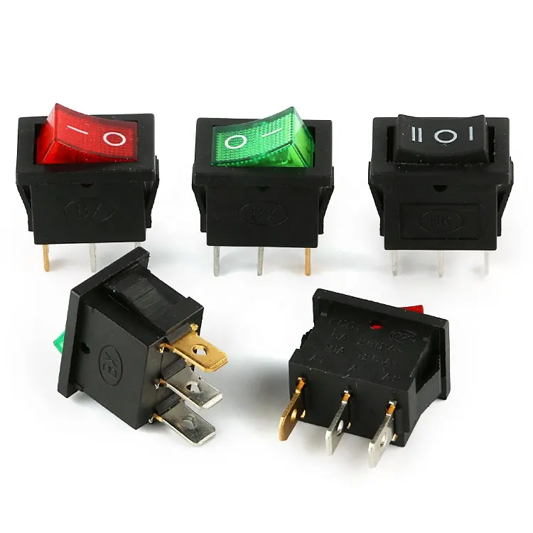 Interruptor basculante kcd1, PCB, 250v, KCD1-101, 15x21mm, 3 pines, 2/3 posiciones, con led