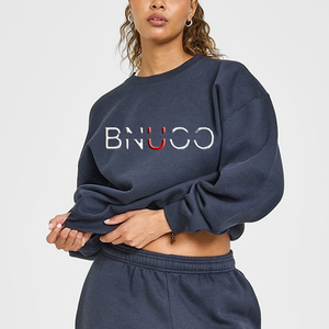 Automne hiver <span class=keywords><strong>chaud</strong></span> col rond pull <span class=keywords><strong>sans</strong></span> <span class=keywords><strong>capuche</strong></span> pour femmes dames pur coton o-cou sweats impression personnalisée Base pull - Product Image 1