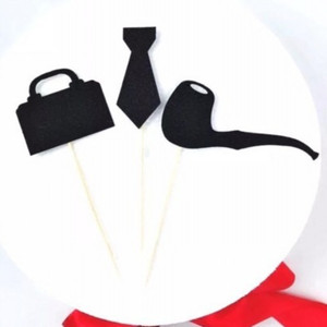 ท็อปเปอร์เค้กน้ำผึ้งและรสหวาน 4 ชิ้น หนวดดำ ผูกโบว์ หมวก สำหรับตกแต่งงานวันเกิด - Product Image 3