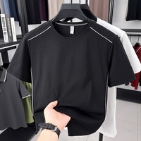 Camisetas de Diseño para Hombre con Cuello Redondo y Ribete en Contraste, Camisetas Casuales de Verano para Hombre, Camisetas Deportivas Transpirables para Uso Diario Urbano