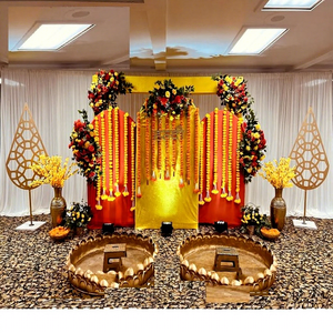 อุปกรณ์ประกอบพิธีฮัลดีแบบดั้งเดิมสีสันสดใสสำหรับงานแต่งงานอินเดีย ฉากหลังและอุปกรณ์ตกแต่งที่ทนทานทำจากไฟเบอร์กลาส จัดส่งในออสเตรเลีย - Product Image 1