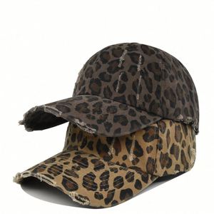 2025 New Arrival Vintage Washed Distressed Summer Sun <b>Hat</b> Leopard Print Stylish 6 Panels Fashion Baseball <b>Hat</b> - Product Image 1