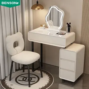 Roupeiro moderno para quarto, penteadeira com espelho e maquiagem, mais recente design de madeira para mulheres, novidade