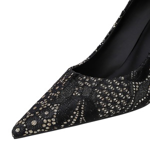 Giày nữ tiệc Bigtree 1818-50, Giày cao gót, da lộn xishi, cắt nông, Khóa Kim Cương nước nhọn, kim loại trang trí Hi - Product Image 5