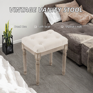 French Modern Fabric Upholstered Vanity Stool Living Room Entryway Bench with Convertible <b>Storage</b> Padded <b>Seat</b> Villa - Product Image 2