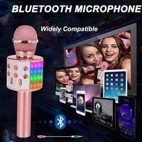 Microphone karaoké sans fil WS858L avec haut-parleur Bluetooth et lumières LED colorées, changeur de voix, jouet musical, cadeau pour enfants, filles et garçons