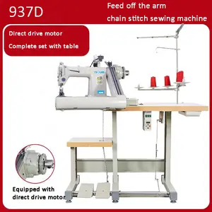 YS 937D Direct High-Speed Automatic Industrial Sewing Machine 3 Needle Feed Arm Chain Stitch Thin Materials New Motor