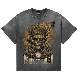 T-shirts respirants pour hommes, style vintage délavé, col rond, manches courtes, impression DTG personnalisée, motif squelette mécanique, streetwear - Product Image 1