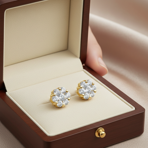 Pendiente de racimo de diamante auténtico en oro amarillo de 14K - Product Image 3