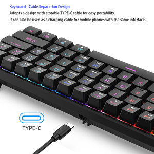 Mini Teclado Mecánico para Juegos con Cable, 61 Teclas, Teclas ABS, 60%, Compatible con Portátiles y Computadoras de Escritorio, Venta al por Mayor, Inglés, Plástico - Product Image 3