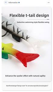 Ensemble de leurres souples en silicone Shark Scavenger 5 pièces à double hameçon pour la pêche au dogfish, au poisson-chat et au bar - Pêche en eau salée et en rivière - Product Image 5