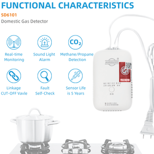 Sistema de Alarme de Cozinha <span class=keywords><strong>Detector</strong></span> de Gás Metano CH4 Sensor de Gás LPG <span class=keywords><strong>Detector</strong></span> Multifuncional de Gás Combustível - Product Image 3