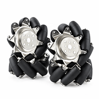 Lot de 4 Roues Mecanum en Metal 76mm 3 Pouces avec Accouplements pour Chassis Robot ROS Omnidirectionnel