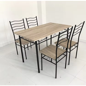Ensemble de table à manger en gros avec <span class=keywords><strong>4</strong></span> <span class=keywords><strong>chaises</strong></span>, table de <span class=keywords><strong>bar</strong></span> en bois MDF avec pieds en fer pour salle à manger - Product Image 5