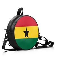 Sac à dos imperméable en PU avec imprimé drapeau national du Ghana pour femme, sac à bandoulière quotidien à double usage, fermeture éclair intérieure