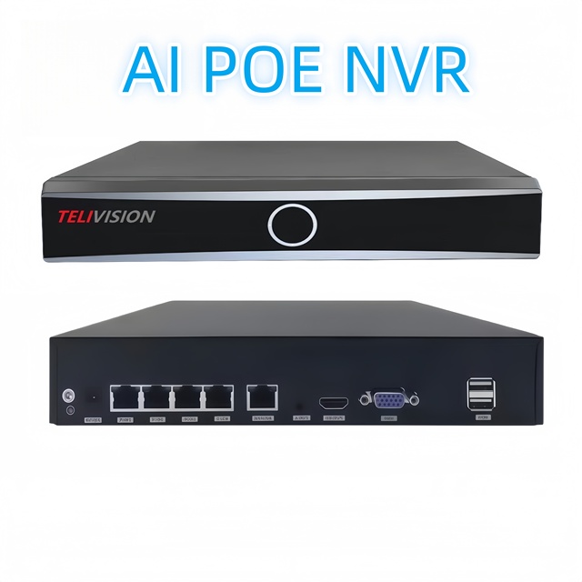4CH 4K H.265 AI Face Recognition & License Plate Detection POE-powered Intelligent Security Video Recorder with VGA/ Outputs