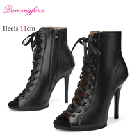 Popolari Stivali da Jazz in Camoscio Nero 11cm, Sandali da Donna con Punta Aperta e Tacco Sottile