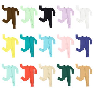 Ready to Ship <strong>Baby</strong> Boy and Girl Romper Infant Long Sleeve Sleeper <strong>Newborn</strong> Two Way Zipper <strong>Baby</strong> <strong>Outfit</strong> 220GSM Bamboo Pajamas - Product Image 1