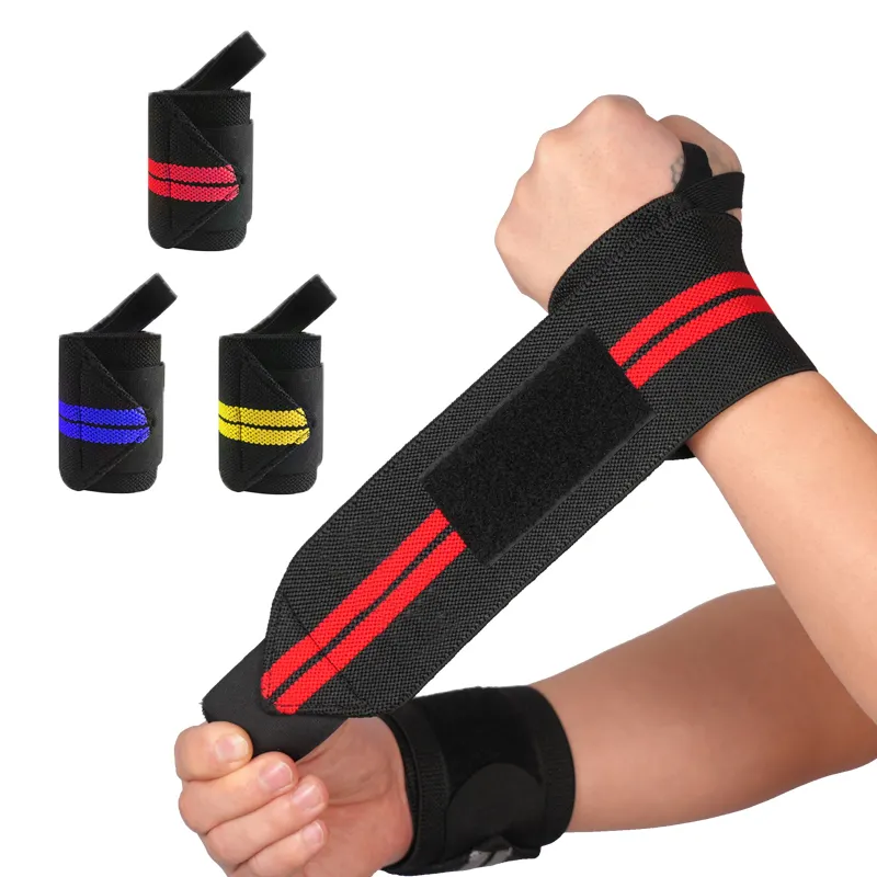 Sport all'ingrosso unisex nylon nero sollevamento pesi allenamento power lifting fascia di supporto cinturino da polso