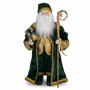 Handmade Christmas Decor Santa Clause Figurine with Sack Premium Gift Artisan Xmas Character for Fireplace Shelf Display - Product Image 2