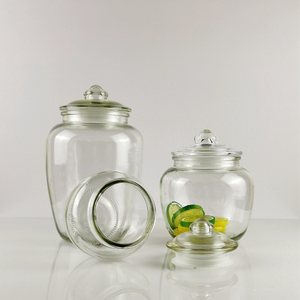 <span class=keywords><strong>Bocal</strong></span> en verre transparent avec couvercle hermétique, design original, pot de conservation alimentaire pour le lait et la gelée, grande capacité, forme cylindrique - Product Image 2