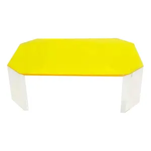 Modern Lucite Yellow Acrylic Coffee Table for Livingroom