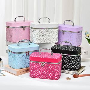 Bowknot Print PU Zipper Portable Lightweight Large Capacity Waterproof Fashion <b>Makeup</b> Bag Travel Cosmetic Organizer <b>Case</b> - Product Image 3
