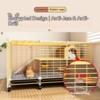 Cage à double étage pour lapins et cochons d'Inde avec bac à litière amovible en fer et PP pour chats et petits animaux d'intérieur