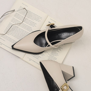 <span class=keywords><strong>Scarpe</strong></span> da <span class=keywords><strong>Donna</strong></span> <span class=keywords><strong>con</strong></span> <span class=keywords><strong>Tacco</strong></span> Alto Raffinate, Primavera 2025, Nuove Mary Jane Slip-On in Pelle di Vacchetta Coreana a Due Strati, Marrone <span class=keywords><strong>con</strong></span> Punta - Product Image 2
