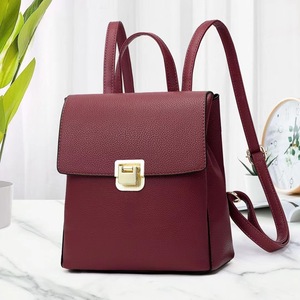 Elegant Women's Red <b>Backpack</b> With Gold Hasp Closure Detachable Strap <b>Medium</b> Capacity Softback Style All Seasons Use - Product Image 1
